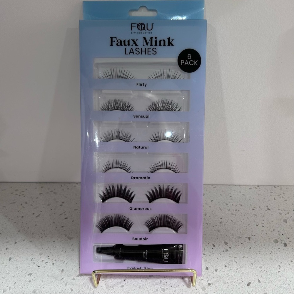 NEW BFY Cosmetics 6-Pack Faux Mink Lashes Black